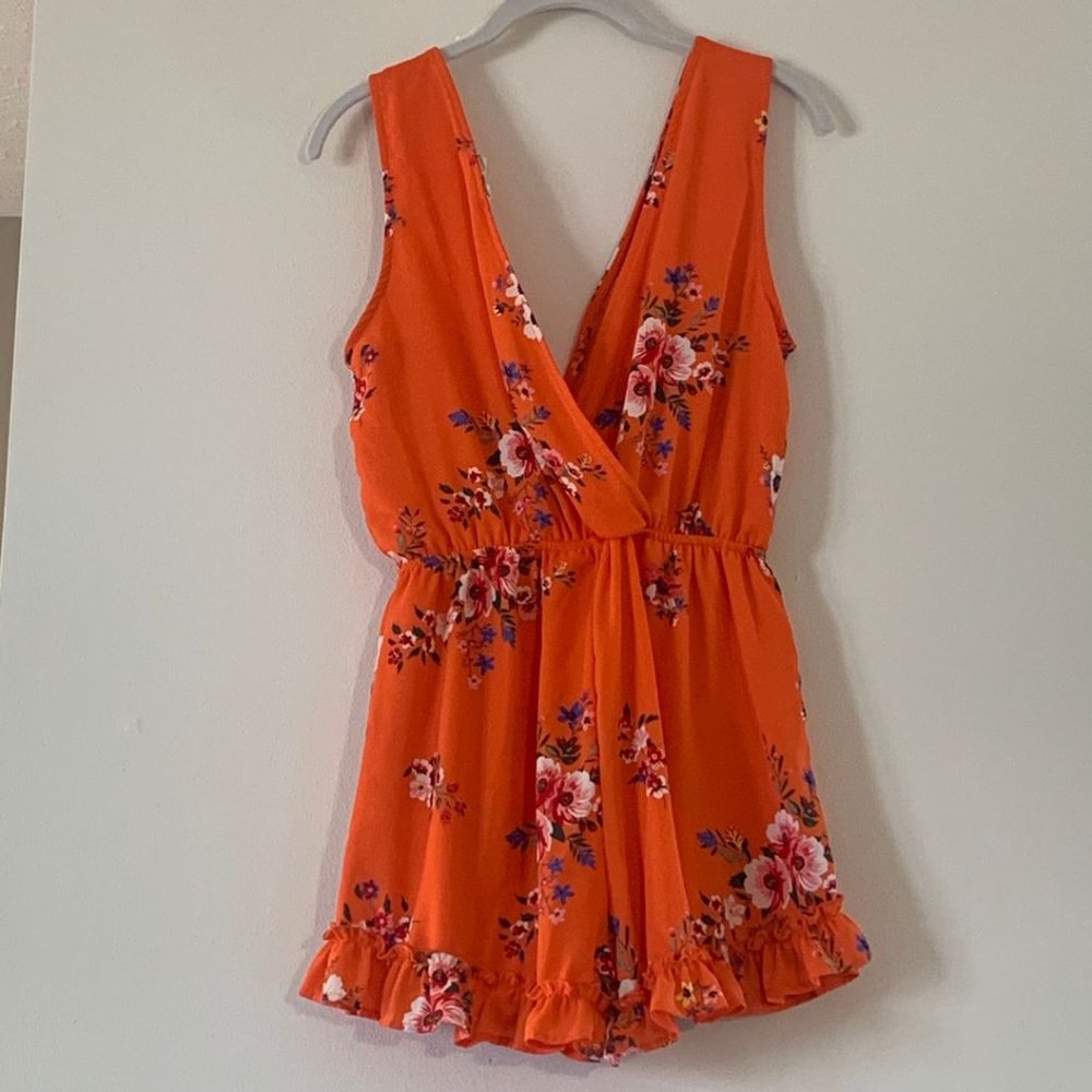 Peach Love California Floral Romper Small